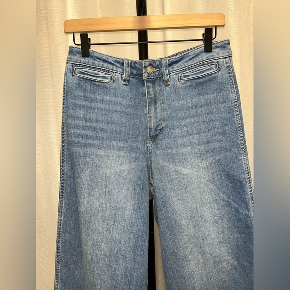 Oat New York Jeans 4 Blue Denim Cotton Stretch High Rise Wide Leg | size 6/28 - Picture 2 of 6